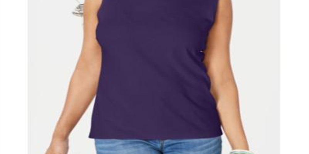 Karen Scott Women's Mock Neck Sleeveless Top Purple Size Small