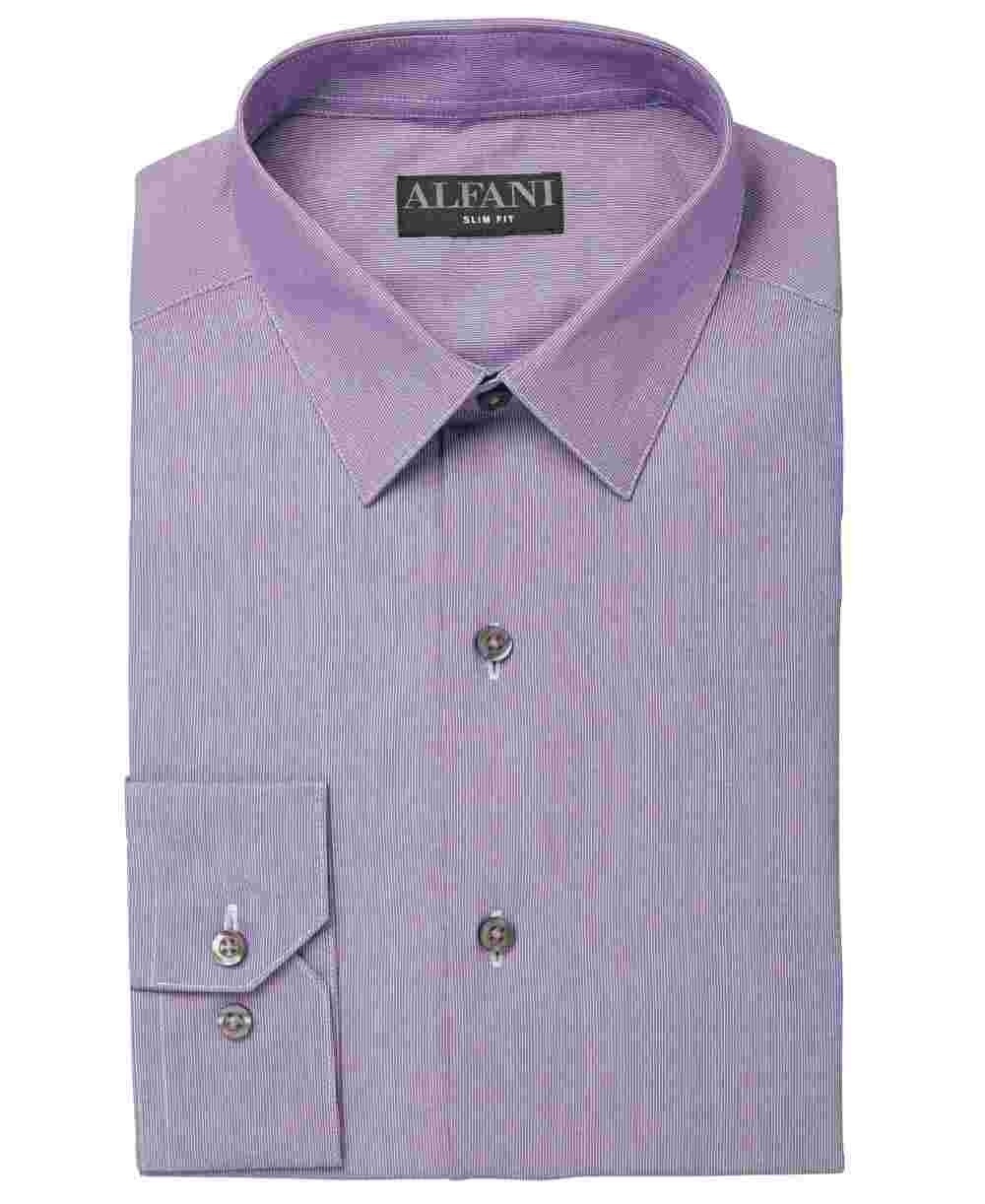 Alfani Men's Collared Slim Fit Dress Shirt Purple Size 15.5X34X35