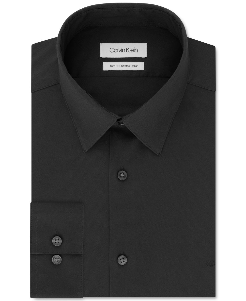 Calvin Klein Men's Slim Fit Stretch Flex Collar Dress Shirt Gray Size 16X32X33