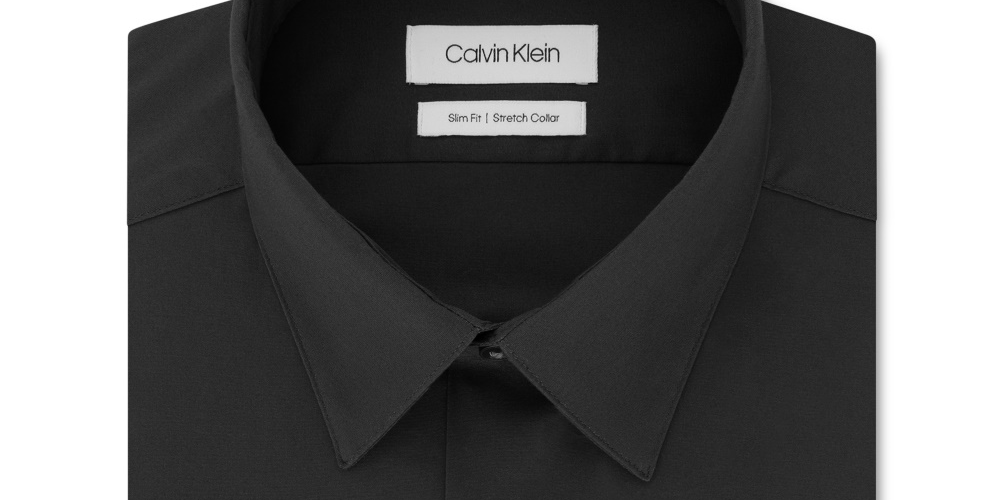 Calvin Klein Men's Slim Fit Stretch Flex Collar Dress Shirt Gray Size 16X32X33