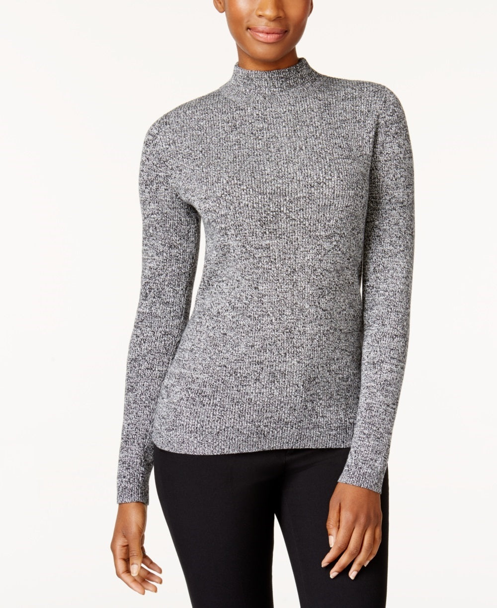 Karen Scott Women's Cotton Mock Neck Sweater Gray Size Medium
