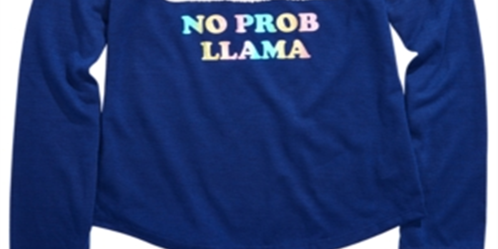 Max & Olivia Little & Big Girl's Llama Print Pajama Top Blue Size Medium