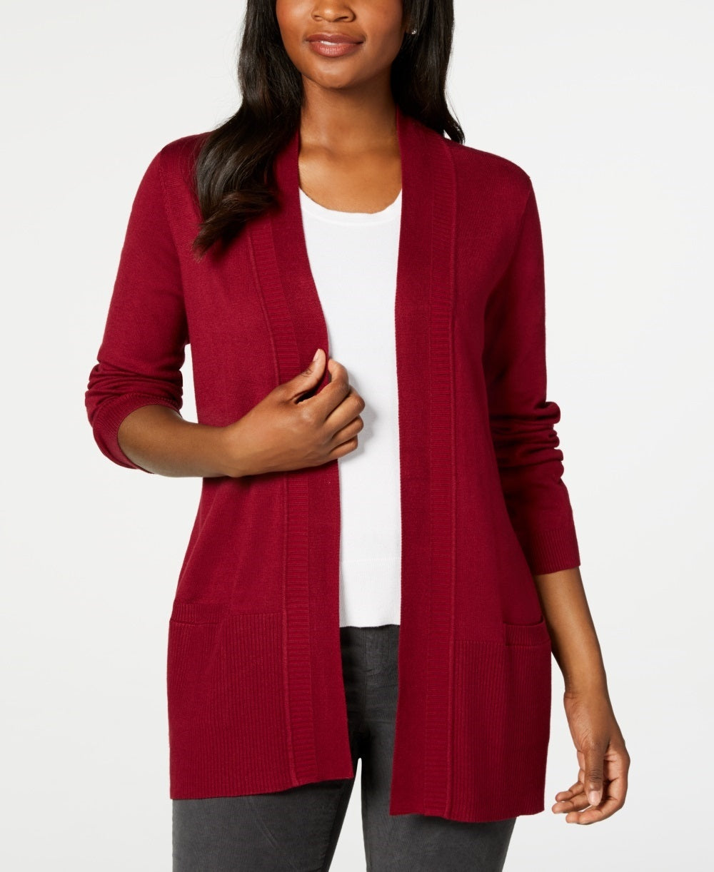 Karen Scott Women's Open Front Cardigan Red Size X-Large