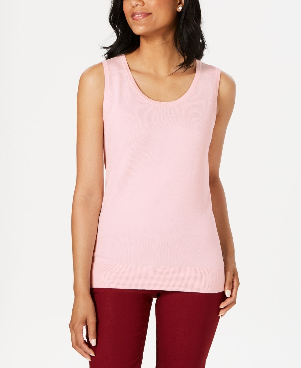 Charter Club Women's Sleeveless Crew Neck Sweater  Pink Size X-Large