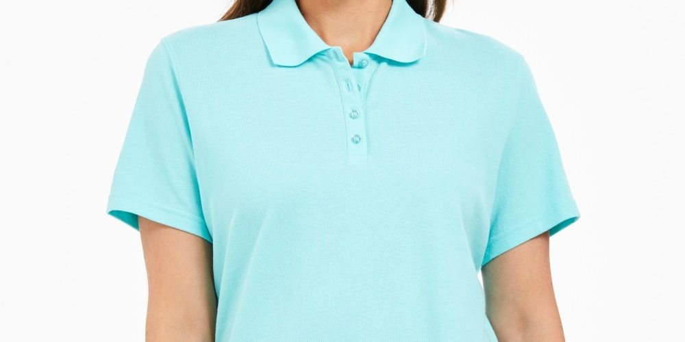 Karen Scott Women's Cotton Polo Shirt Blue Size X-Small
