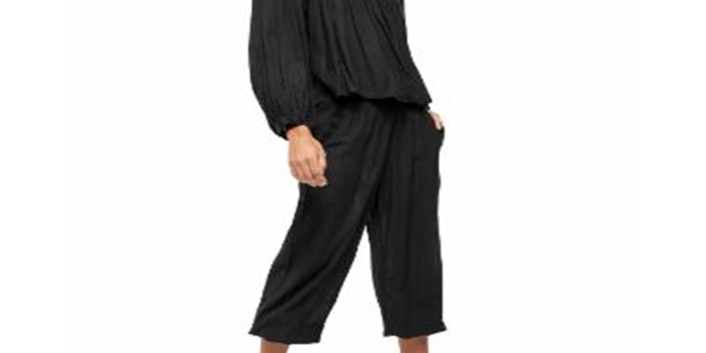 Free People Unisex Long Sleeve Crew Neck Top Black Size X-Large