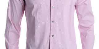Alfani Men's Printed Slim Fit Button Down Shirt Pink/White  Size -XL 17-17/5