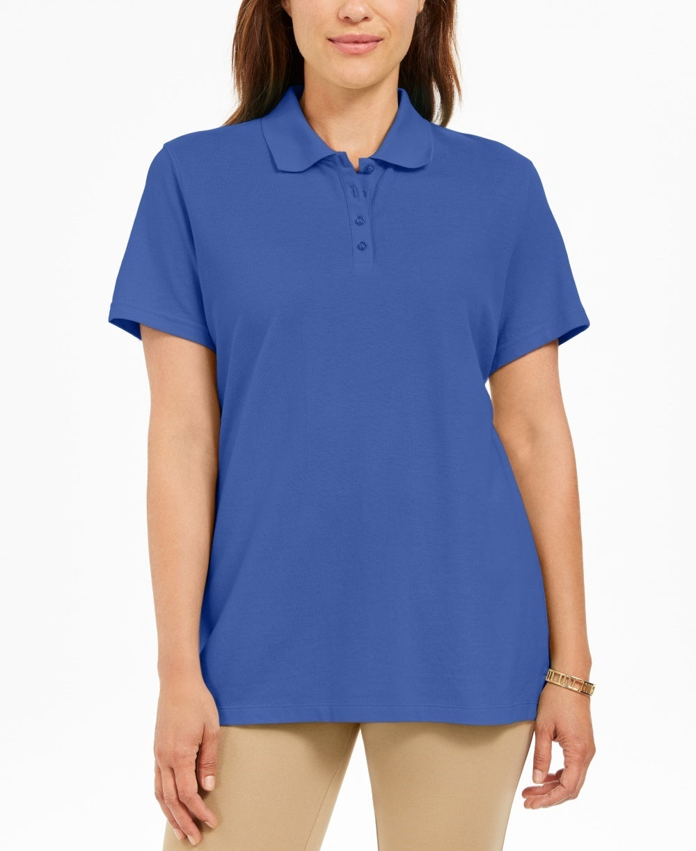 Karen Scott Women's Cotton Polo Shirt Blue Size X-Small