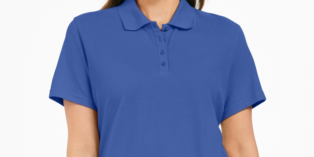 Karen Scott Women's Cotton Polo Shirt Blue Size X-Small
