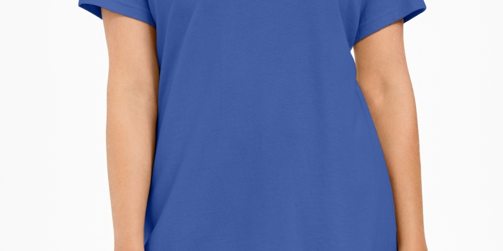 Karen Scott Women's Cotton Polo Shirt Blue Size X-Small
