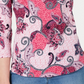 Charter Club Women's Printed Cotton 3/4 Sleeve Top Pink Size X-Small
