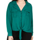 INC International Concepts Women's Plus Size Tie Front Blouse Green Size 1X