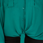 INC International Concepts Women's Plus Size Tie Front Blouse Green Size 1X