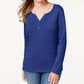 Karen Scott Women's Cotton Henley Top Blue Size Small