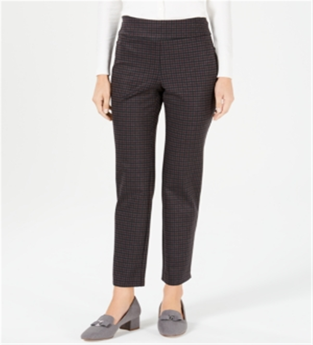 Charter Club Women's Printed Pull on Pants Maroon Combo Size 18