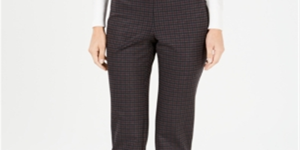 Charter Club Women's Printed Pull on Pants Maroon Combo Size 18