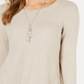 Style & Co Women's Pleated High Low Sweater Brown Size Petite L