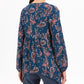 Style & Co Women'sTeal Paisley Long Sleeve V Neck Top- Paisley Kale Size Large