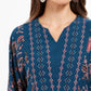 Style & Co Women'sTeal Paisley Long Sleeve V Neck Top- Paisley Kale Size Large