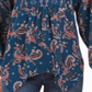 Style & Co Women'sTeal Paisley Long Sleeve V Neck Top- Paisley Kale Size Large