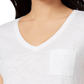 Maison Jules Women's V Neck Patch Pocket T-Shirt White Size Medium