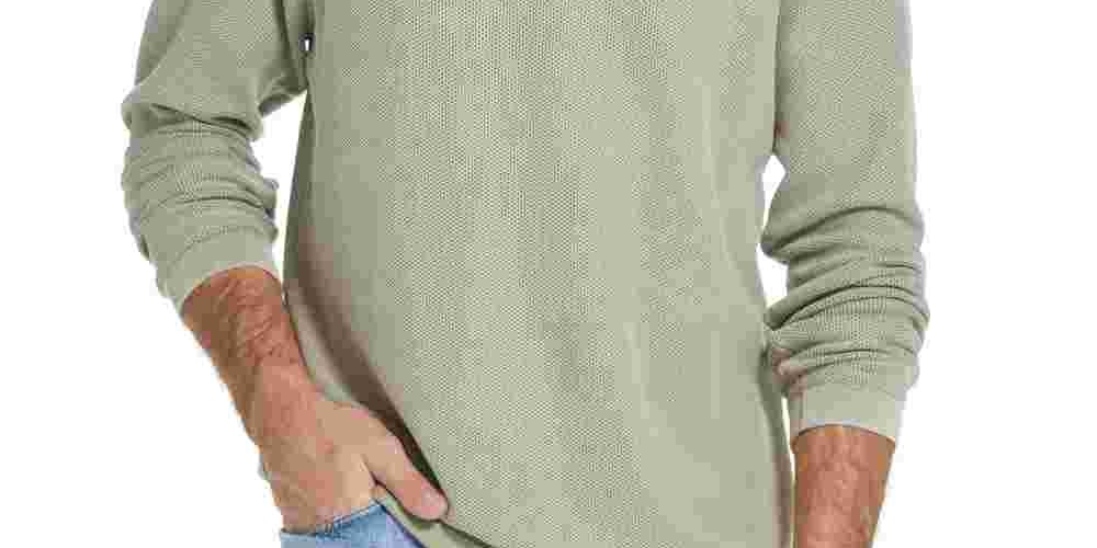 Weatherproof Vintage Men's Stonewashed Raglan Sleeve Honeycomb Sweater Beige Size XX-Large