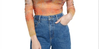 Guess Women's La 1981 Mesh Top Gold Multi Size XS