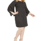 Msk Women's Plus Dot Print Bell Sleeve Dress Black Size 3X