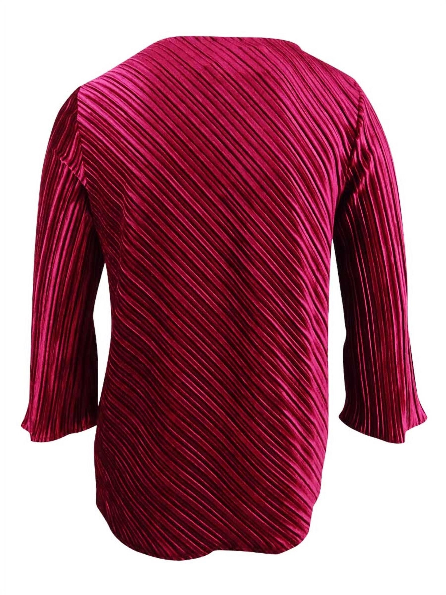 Alfani Women's Plus V Neck Ribbed Blouse Red Size 0X