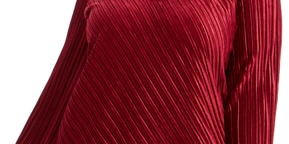 Alfani Women's Plus V Neck Ribbed Blouse Red Size 0X