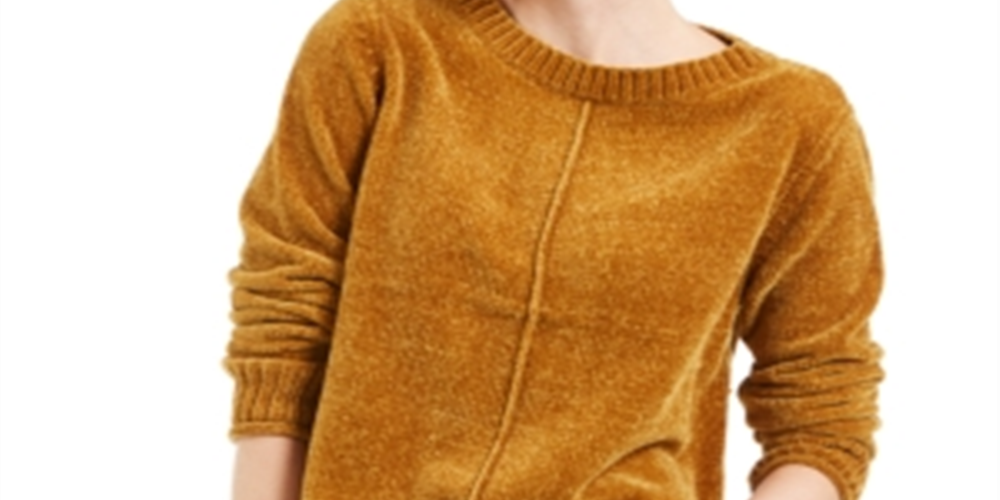 Style & Co Women's Chenille Sweater Yellow Size Petite L