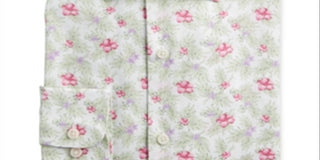 Bar III Men's Floral Print Slim Fit Button Down Shirt White-Pink  Size S