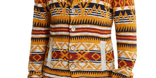 American Rag Men's Midwest Print Canyon Cardigan  Orange Size X-Large
