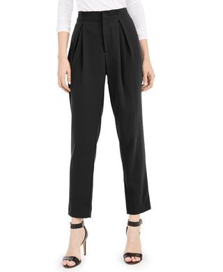 Bar III Women's Pleated Zippered Straight Leg Wear To Work Pants Black Size 8