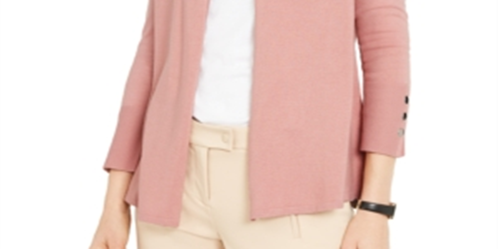 Alfani Women's Snap Sleeve Cardigan Pink - Clay Size Petite S