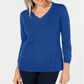 Karen Scott Women's V Neck Sweater Blue Size Petite S