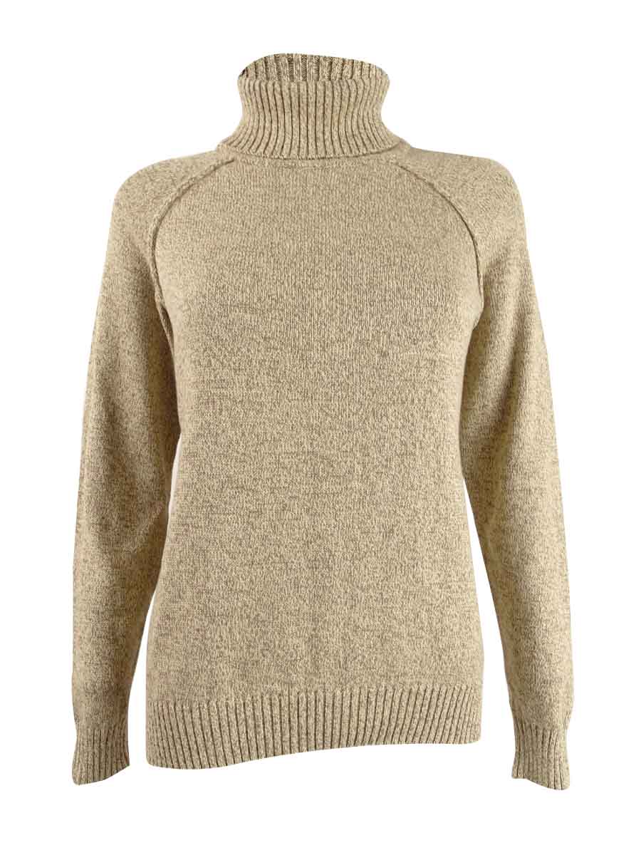 Karen Scott Women's Cotton Turtleneck Sweater Brown Size Petite Small