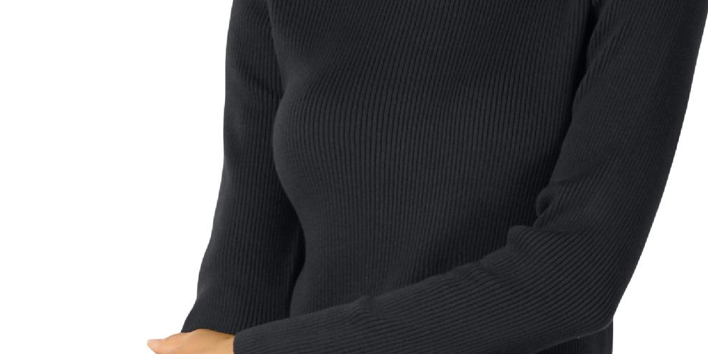 Karen Scott Women's Ribbed Mock Neck Pullover Sweater Black Size Petite Small