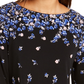 Charter Club Women's Floral Print Bell Sleeve Blouse Blue Size Small