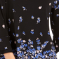 Charter Club Women's Floral Print Bell Sleeve Blouse Blue Size Small