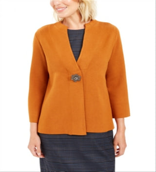 JM Collection Women's Holiday Party Brooch Cardigan Almond Size Small