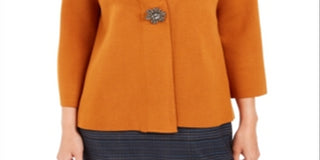 JM Collection Women's Holiday Party Brooch Cardigan Almond Size Small