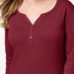 Karen Scott Women's Cotton Henley Neck Top Red Size Petite Small