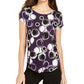 Alfani Women's Printed Scoop Neck Top Purple Size X-Small