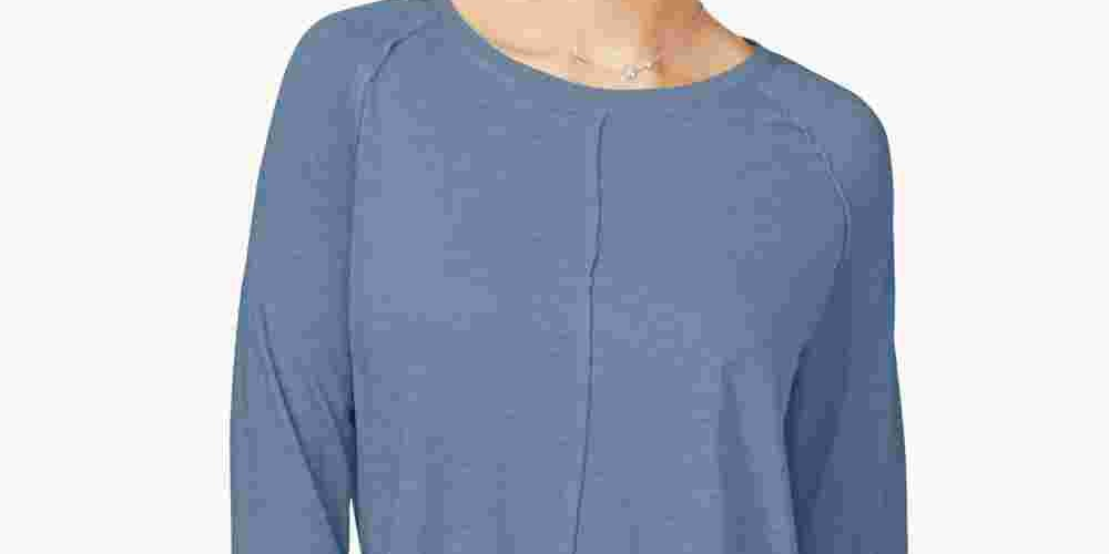 Style & Co Women's Cotton High Low Top Blue Size Small