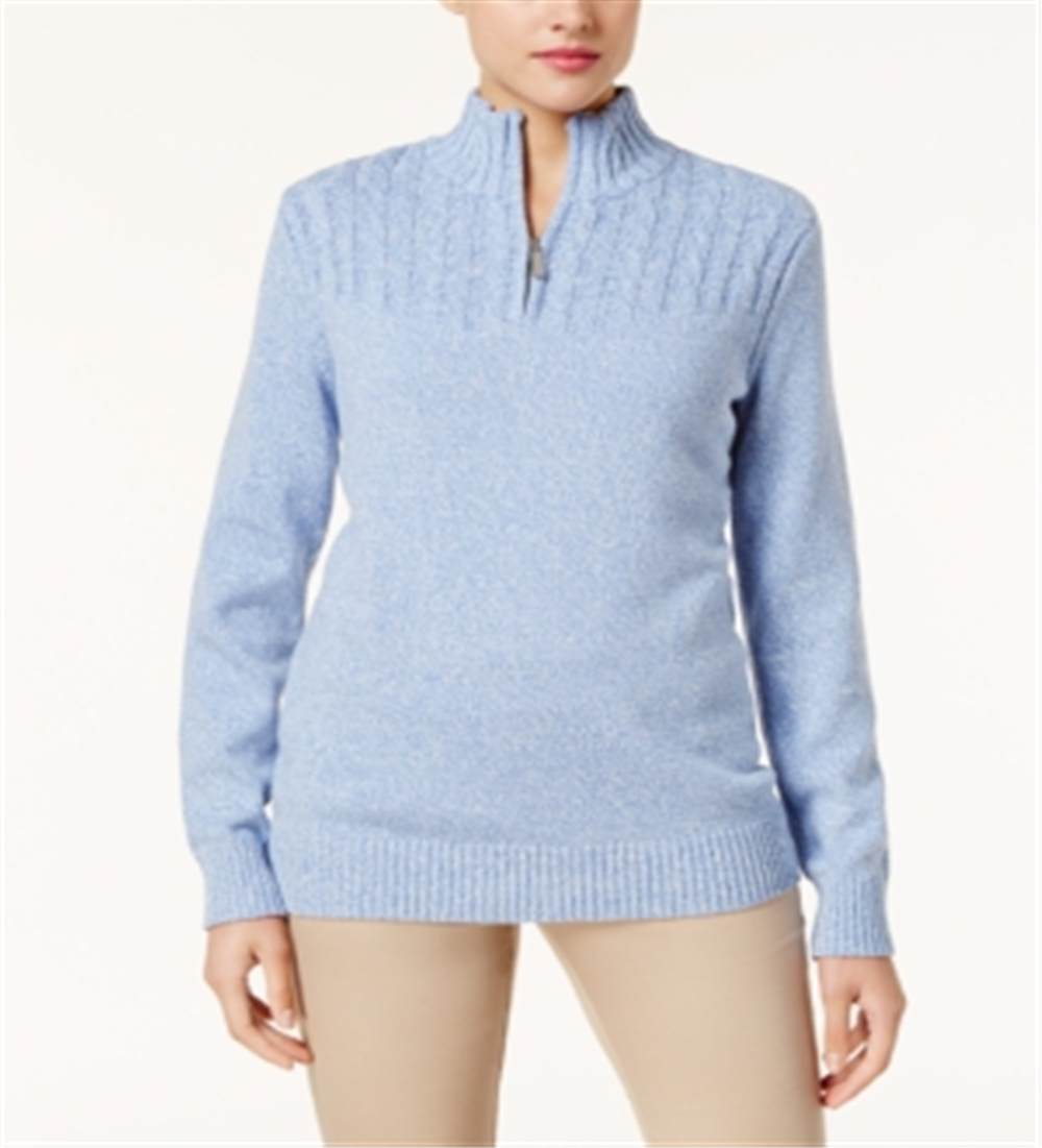 Karen Scott Women's Cotton Half Zip Sweater Blue Size Petite L
