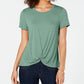 Style & Co Women's Twist-Front Top  Green Size XX-Large