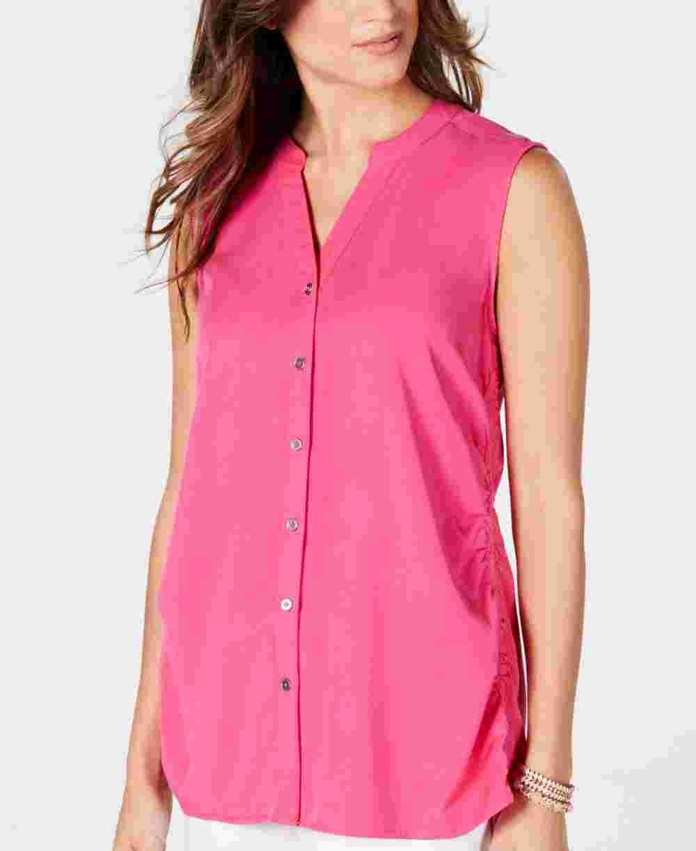 Style & Co Women's Sleeveless Blouse Pink Size Medium