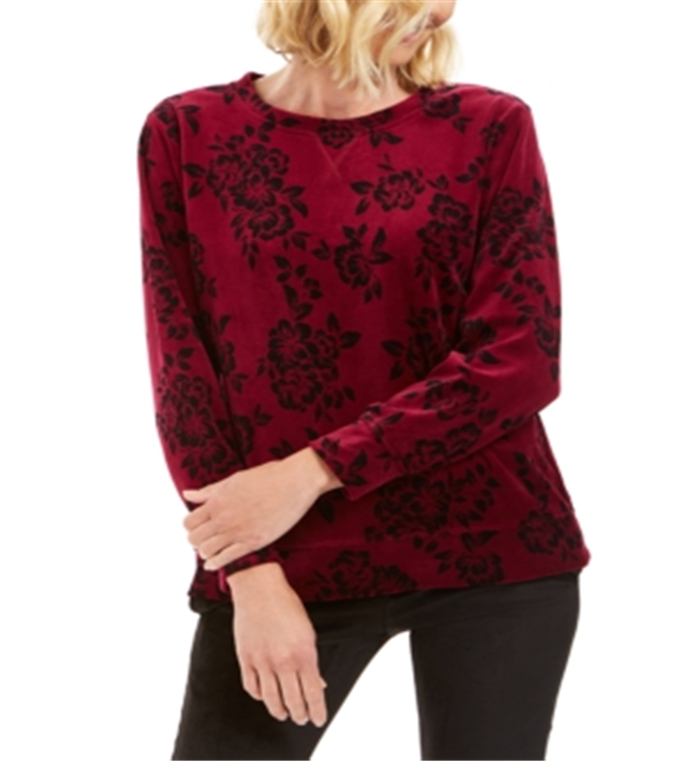 Karen Scott Women's Floral Print Sweatshirt Purple Size Petite Small