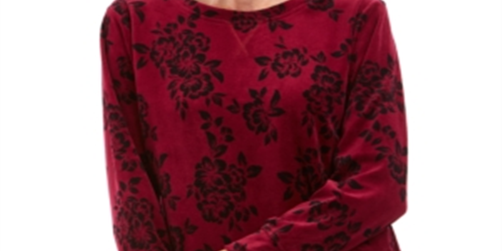 Karen Scott Women's Floral Print Sweatshirt Purple Size Petite Small